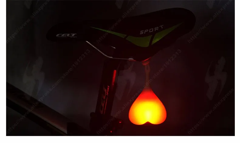 Discount New Heart Shape Bike Light Silicone Gel Bicycle Saddle Light Rainproof Waterproof Night Riding Cycling Rear Warn Back Lamp Light 5 Discount New Heart Shape Bike Light Silicone Gel Bicycle Saddle Light Rainproof Waterproof Night Riding Cycling Rear Warn Back Lamp Light 5