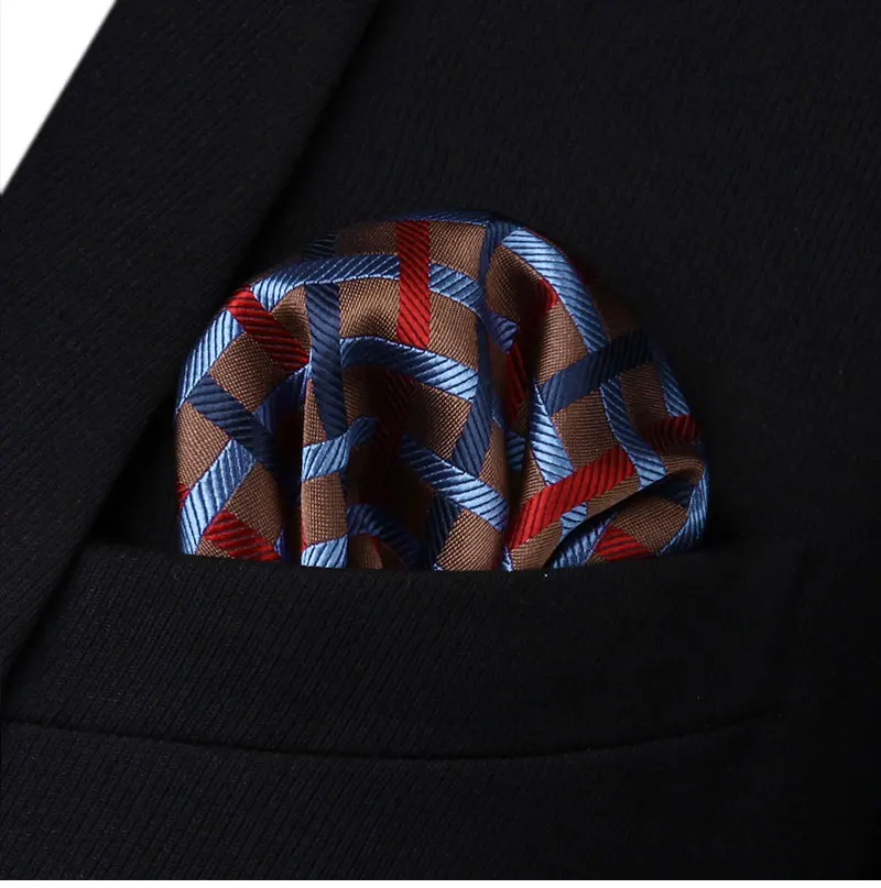 TC712Z8S коричневый в клетку 3,4 "шелковые ткани Для мужчин галстук платок комплект