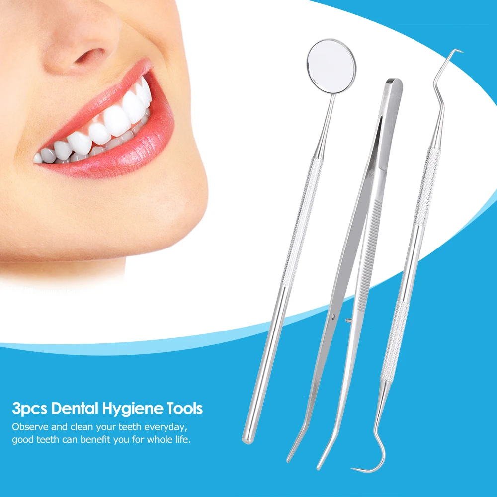 3Pcs Dental Hygiene Tools Kit Stainless Steel Dentist Oral Hygiene Care