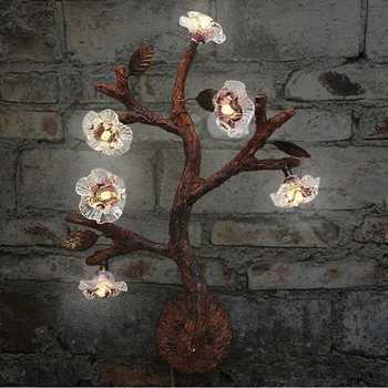 

American country tree flower LED wall lamp office bedroom bedside staircase corridor retro decorative wall light ZA81829