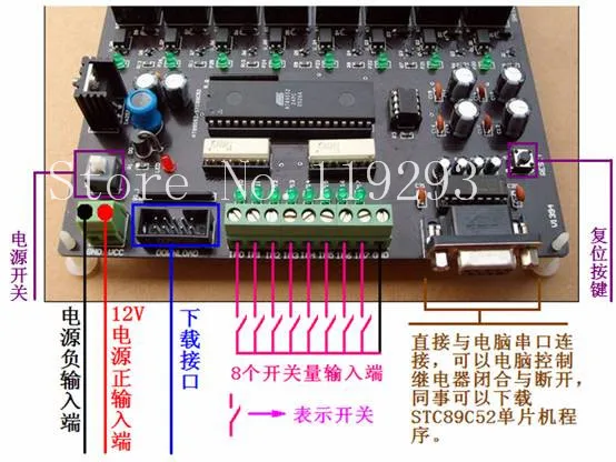 [SA]12V eight 8-input output relay opto-isolated programmable controller industrial PC control board--5pcs/lot