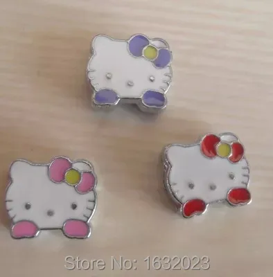 Горячее предложение! Распродажа! 20 шт./лот 8 мм hello kitty Подвеска-слайдер подходит для 8 мм браслет или пояс в комплекте! SC34