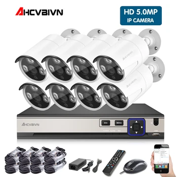 

8CH Security 5MP IP Camera 48V POE NVR CCTV System 8Pcs Bullet IP Camera Outdoor Waterproof Night Vision Video Surveillance Kit