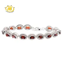 Hutang камень ювелирные изделия 9.94Ct натуральный гранатовый камень твердые браслеты из стерлингового серебра 925 пробы для женщин Изысканные ювелирные изделия 7,2" Новинка