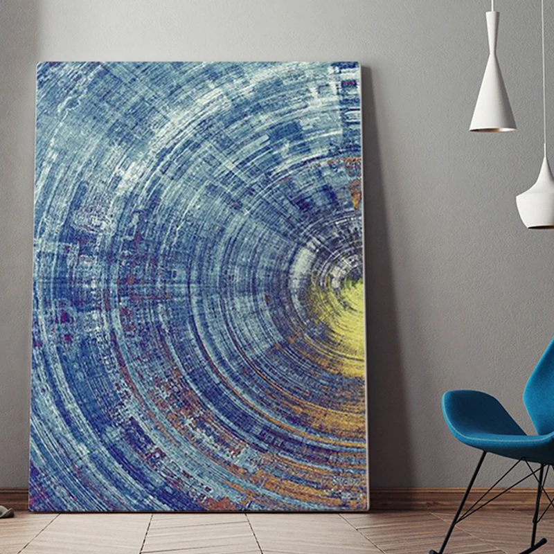 

Abstract Blue And Yellow Blocks Canvas Painting Art Wall Pictures For Living Room Nordic Style Colore Circles Posters And Prints