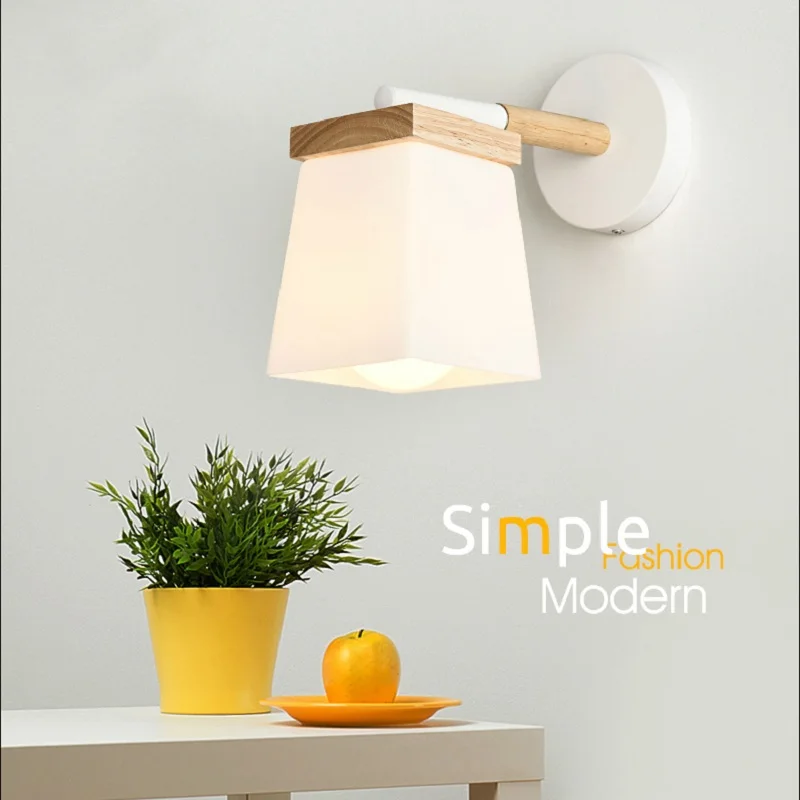 

Wall Lamps Living Modern Sconce Room Bedroom Home Decorative Wooden Wall Lights E27 AC 85V/220V Nordic Style Wall Lighting