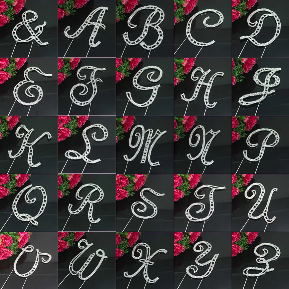 

Large Diamante Rhinestone Crystal MONOGRAM LETTER ALPHABET Cake Toppers For Wedding Birthday Party Decoration 1pcs