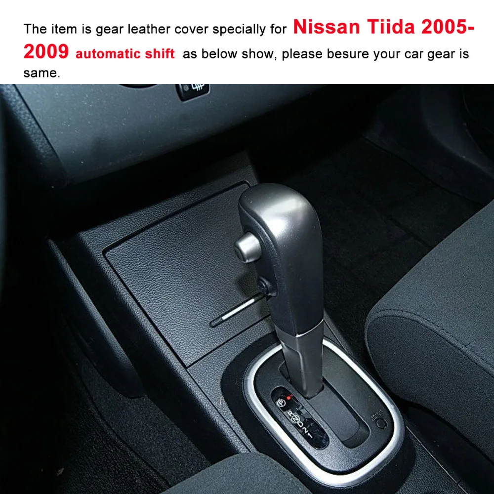 Yuji-Hong Чехлы для передач Чехол для Nissan Tiida 2005-2009 автоматические зубчатые ошейники из натуральной кожи для стайлинга автомобилей сшитый вручную чехол