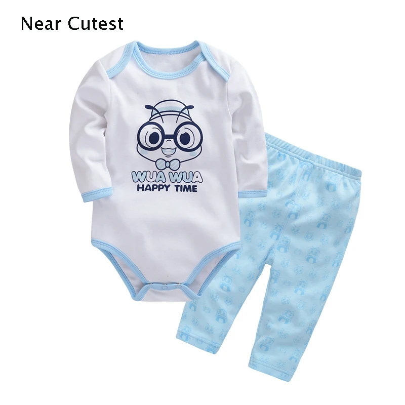Near Cutest 2pcs Lot Baby Boy Girl Clothes Newborn Toddler Infant Cotton Animal Baby Rompers Pants