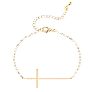 Kinitial 30Pcs Fashion Sideways Cross Bracelet Cool Faith Christian Cross Bracelet Tiny Horizontal Cross Bracelets Jewelry