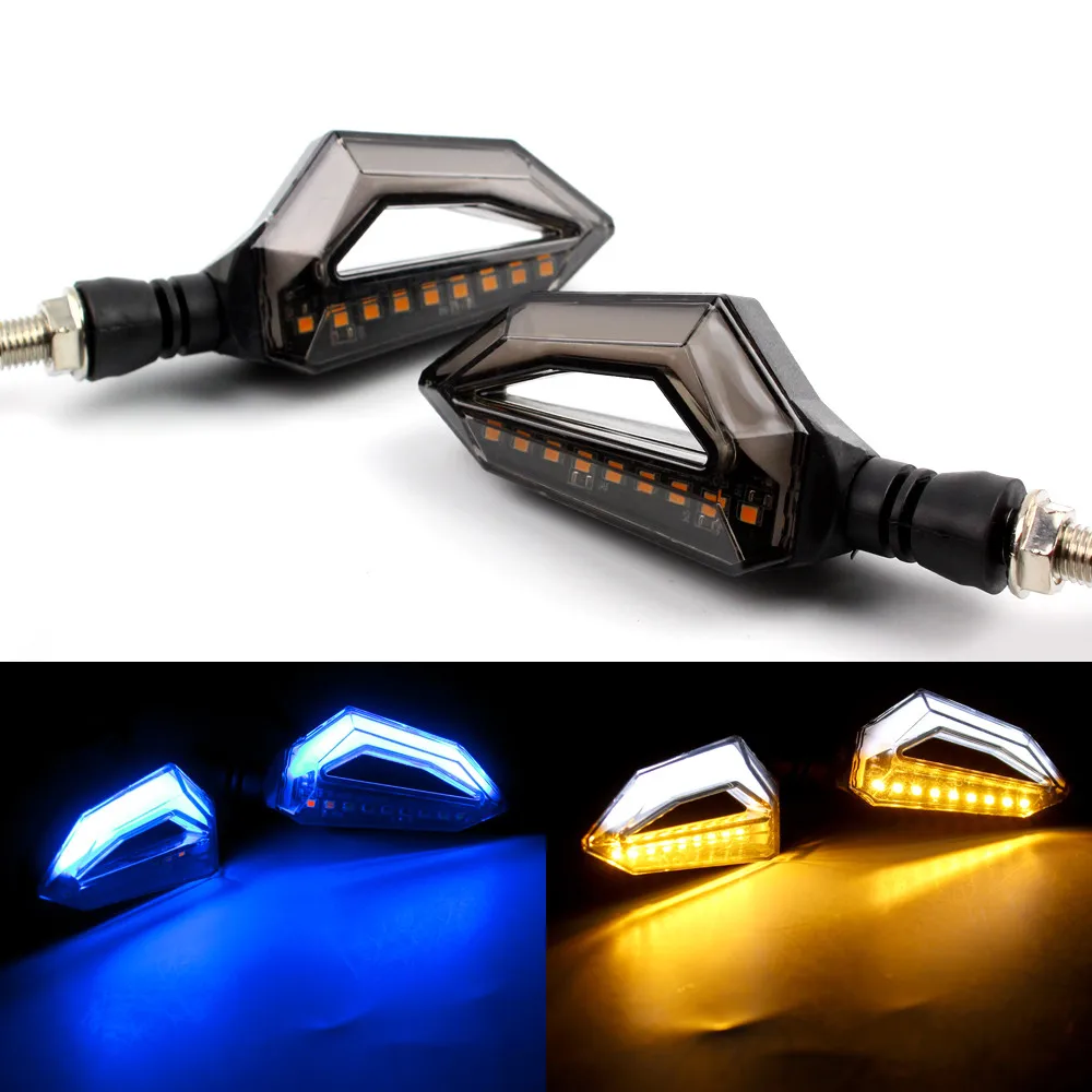 

Pair Motorcycle LED Turn Signal Lights Amber Lamp Left Right Signals Indicators Blinkers 3 Wires Universal for Honda Kawasaki