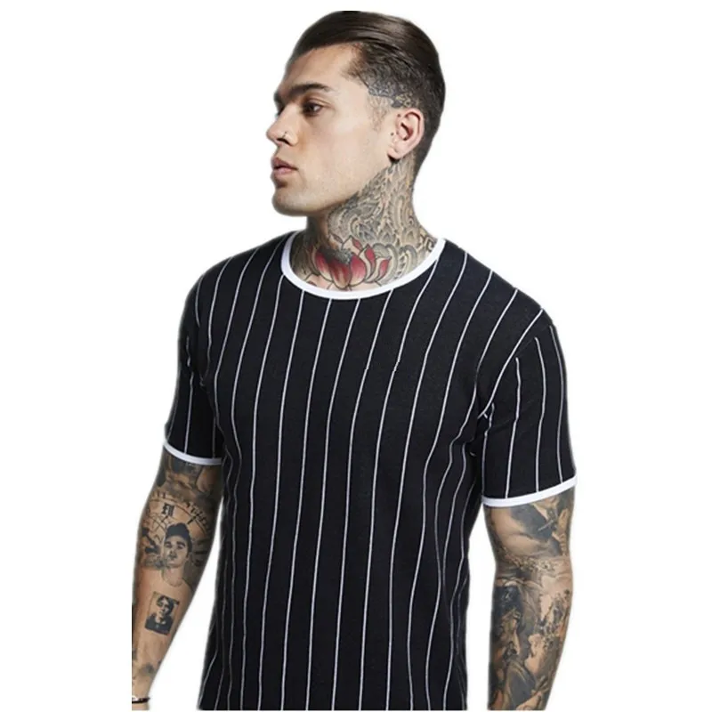 Mens T Shirt 2018 New Fashion Striped T Shirt Mens Clothing Trend Slim Fit Short Sleeve Casual Mens Top Tee Shirt 2XL