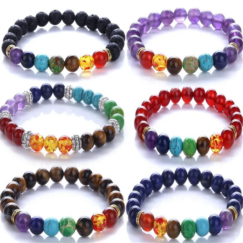 New Chakra Bracelets Diameter 8mm Volcanic Stone Beads Bracelets