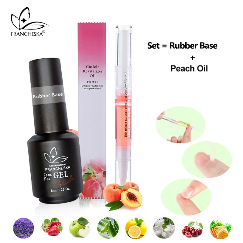 

Francheska base coat gellak cuticle oil oje base top set hybrid nail oil nail gel kit nagels spulletjesongle unas top gel lak