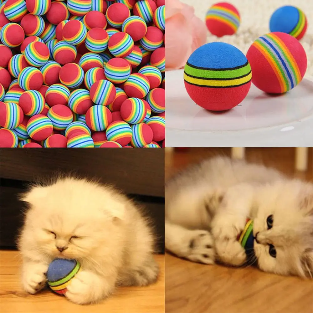 Small Large Size Colorful Pet Cat Kitten Soft Foam Rainbow Play Balls