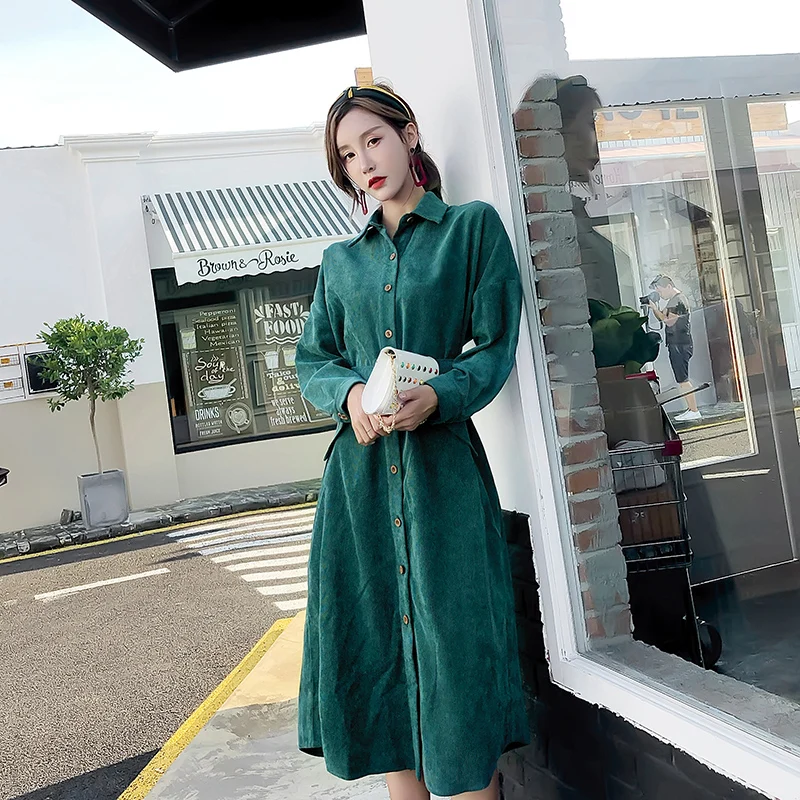 long green shirt dress