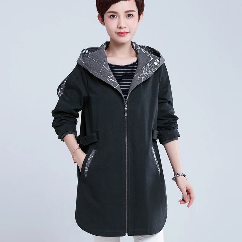 2018 New arrival long hooded trench coat women Adjustable Waist fashion female overcoat plus size 4xl high quality outerwear top