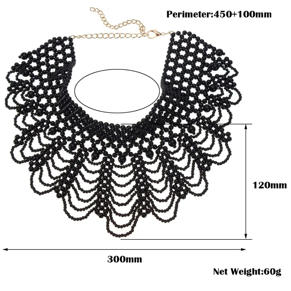 JEROLLIN массивное ожерелье женское ювелирное черное/Белое большое Массивное колье ручной работы с бусинами длинное ожерелье с воротником s Новинка