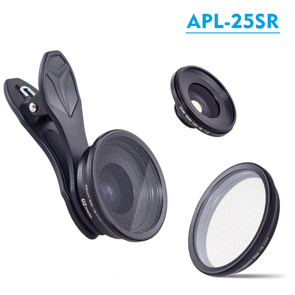

APEXEL 25mm super macro lens with star filter photography macro lentes Mobile Phone camera lenses For iphone 6 6S 7 8 X Samsung