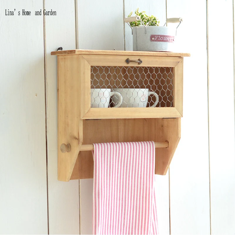 wall mounted vintage brown solid wooden mini cabinet (6)