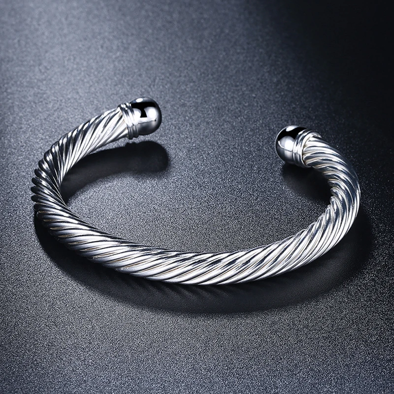 Lostpiece New Trendy Women 925 Sterling Silver Bohemia Twisted Cuff Bangle Bracelet Wholesale ...