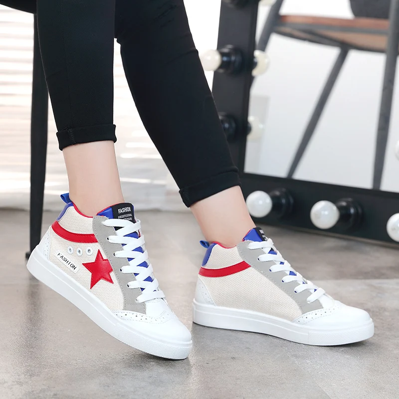 

2019 Ladies Fashion Stars Spring and Autumn White Shoes Student Girl Comfortable Trend Womens Shoes