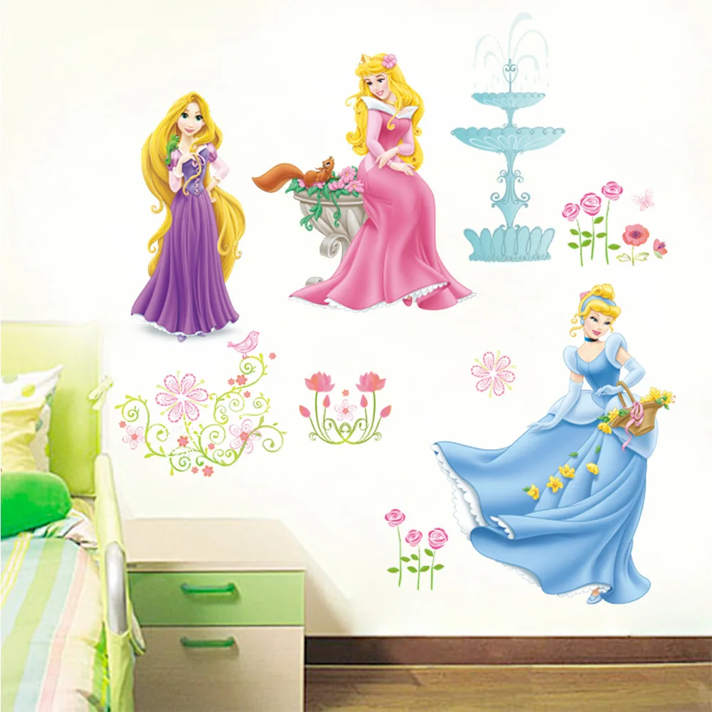 Дисней наклейка детская комната прикроватная наклейка Съемная принцесса мультфильм девочка декоративная наклейка