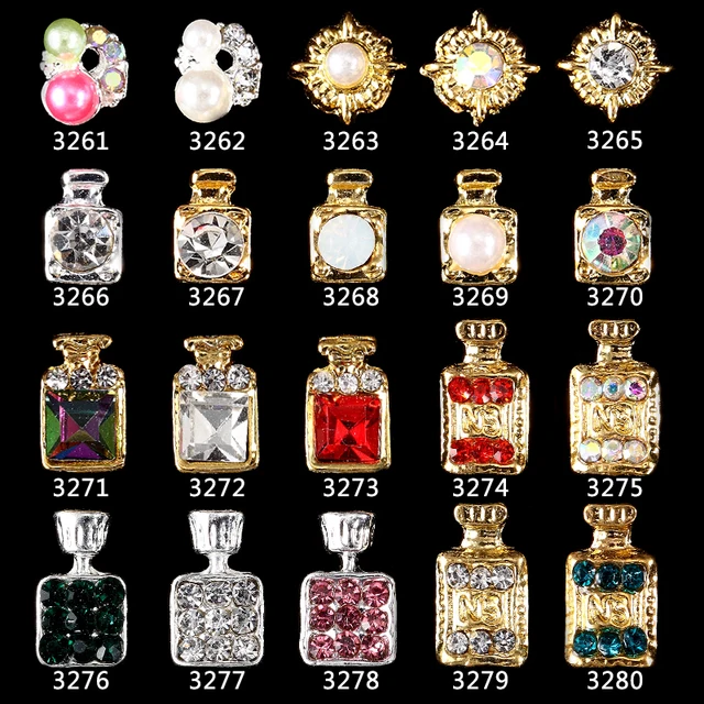 100pcs New Alloy Pearls Gems Perfume Bottle Nail Art Charm 100pcs New Alloy Pearls Gems Perfume Bottle Nail Art Charm Rhinestone Sticker Lipstick Tips