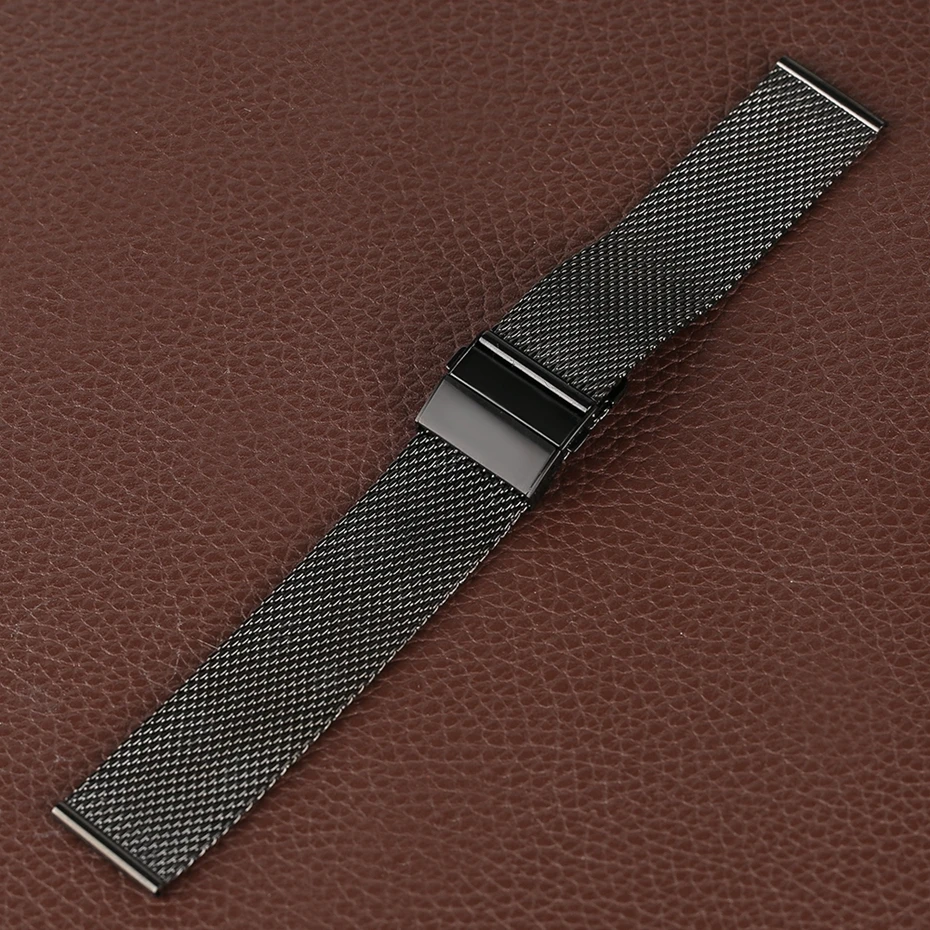 Mesh Milanese Bracelet Clasp Watchbands High Quality 18mm 20mm 22mm Silver Black Wrist Watch Band Strap for Clock Replacement 2018 (24)