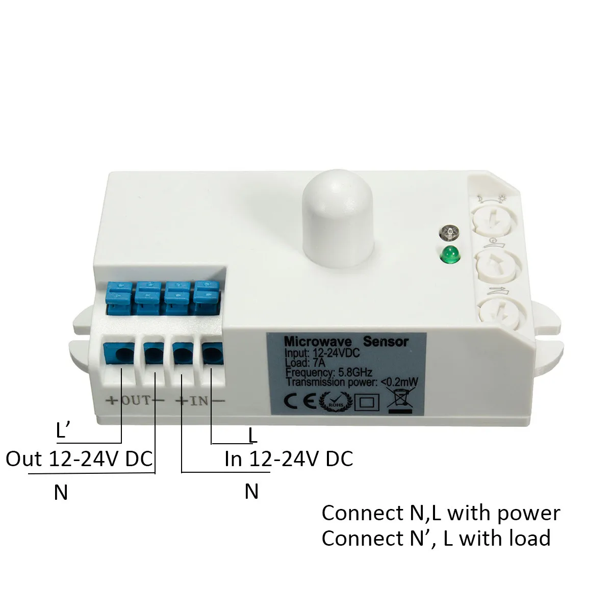 DC 12 V-24 V 5,8 ГГц радиочастотный радар Сенсор средства ухода за кожей движения HF детектор выключателей света SK-807-DC