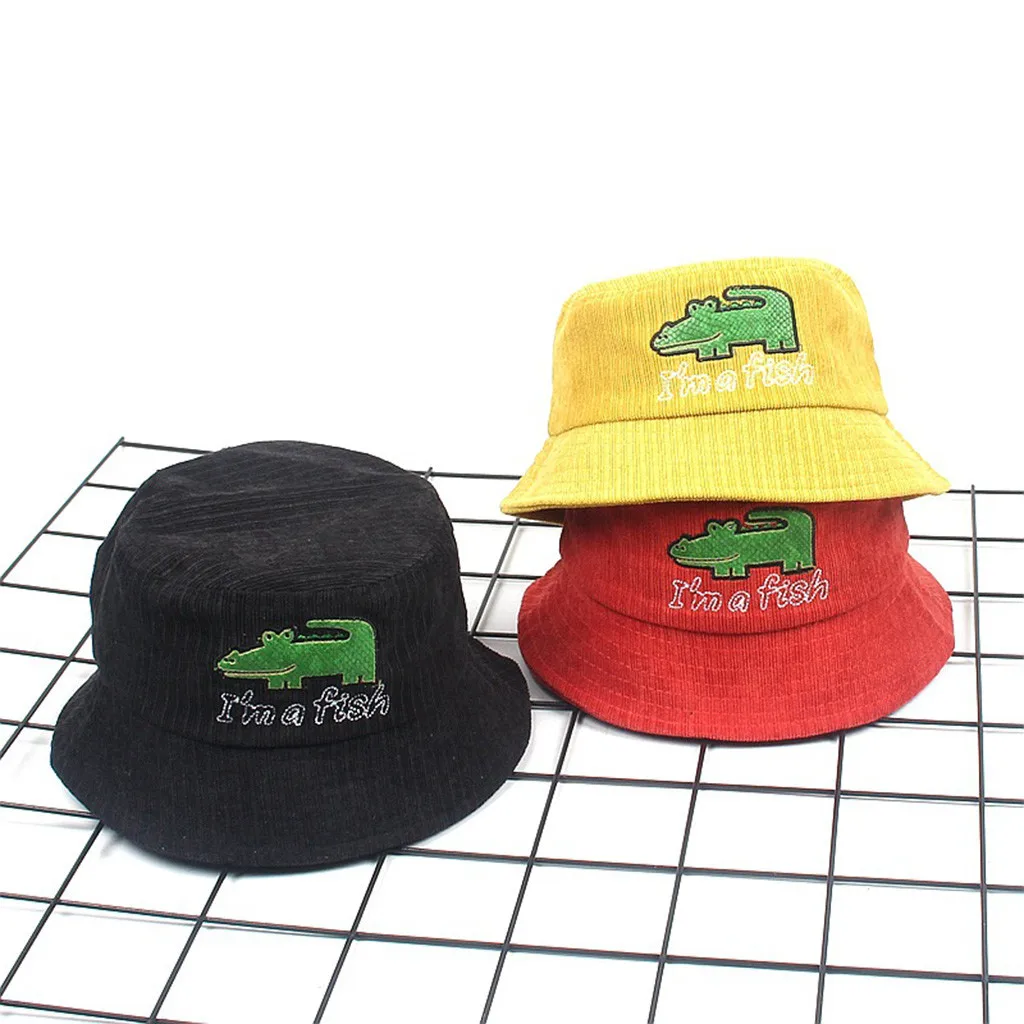 Уличная детская Рыбацкая шляпа из крокодиловой кожи с героями мультфильмов, шляпа-ведро, Солнцезащитный шлем, шапка, милые хлопковые шапки