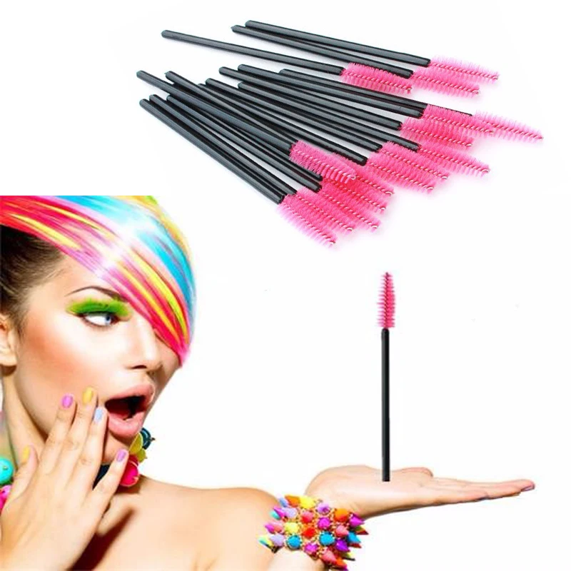 

50pcs/lot Eyelash Brushes Disposable mascara wand applicator spoolers eyebrow eyelash comb brushes cosmetic makeup Tools kit