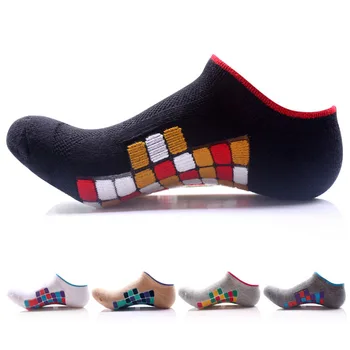 

david angie Colorful Men Socks Cotton Grid Breathable Ankle Socks Casual Colorful Digital Squares Fashion,1Yc2997