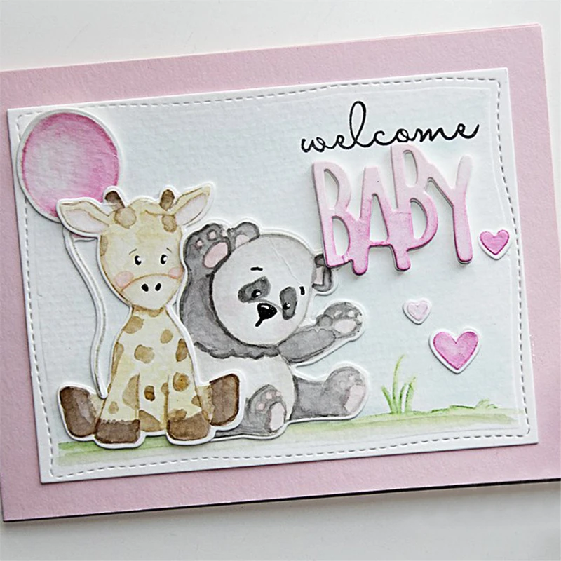 

YaMinSanNiO Baby Animals Clear Stamps and Dies Scrapbooking For Card Making Album Photo Embossing Dies Cuts Stamp and Die Sets