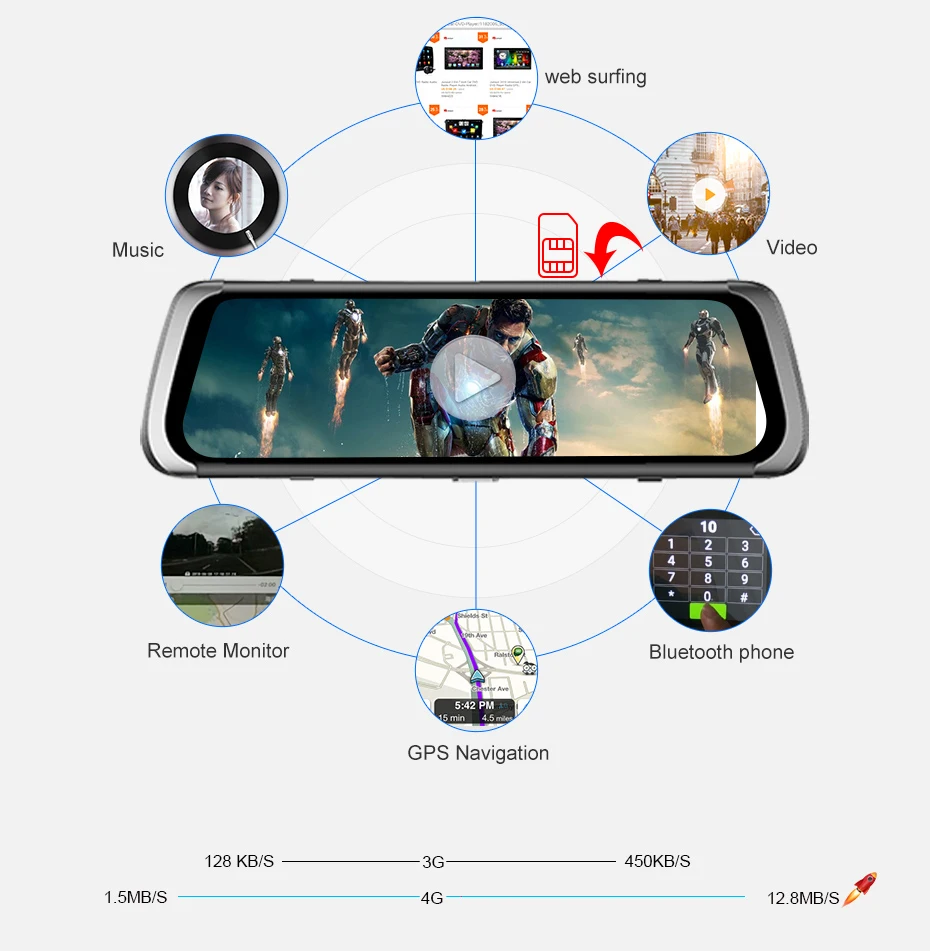 ANSTAR 4G ADAS Автомобильный видеорегистратор Android 1" ips поток зеркало заднего вида FHD 1080P видеорегистратор камера WiFi gps видео регистратор