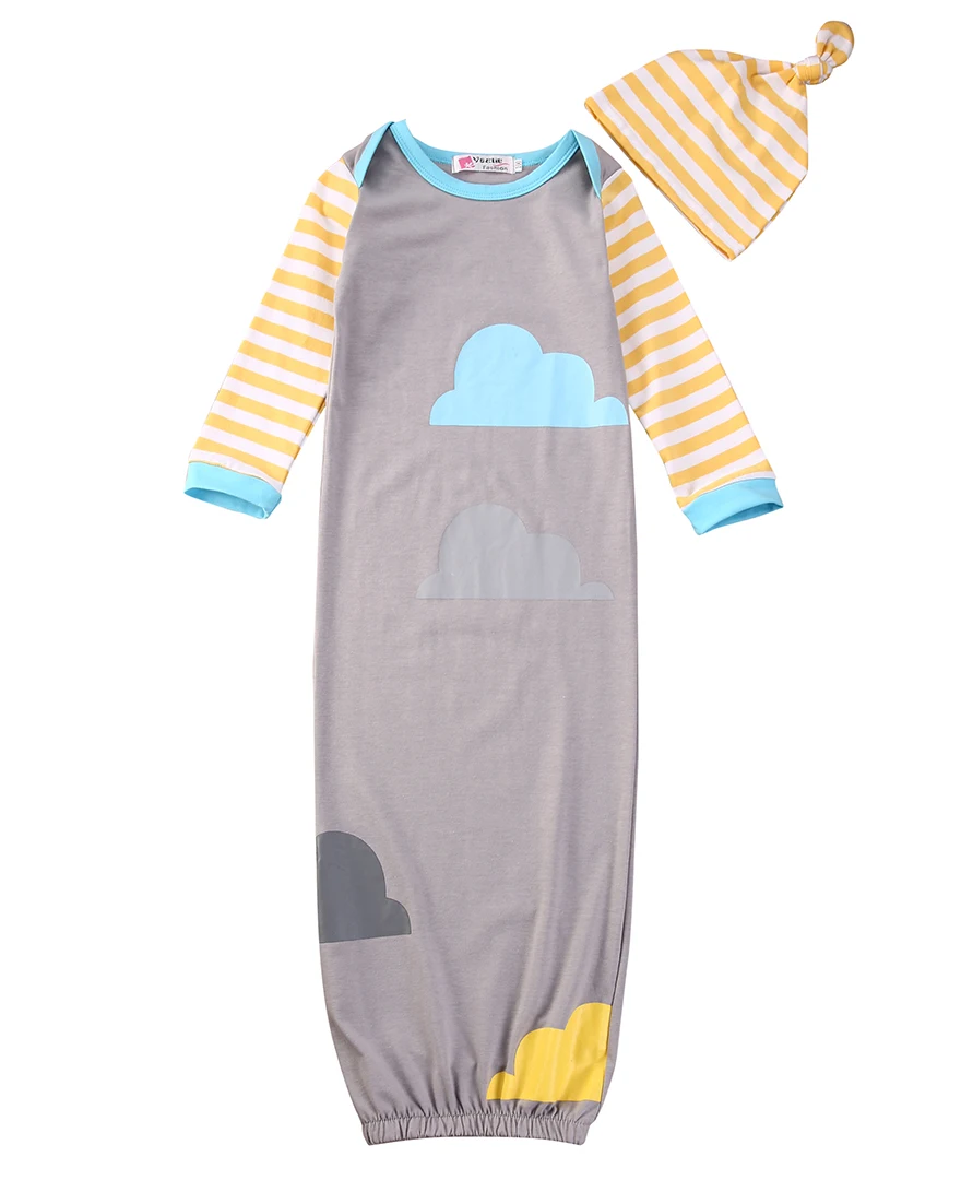 Хлопковое Пеленальное Одеяло для новорожденных, спальный мешок+ шапочка, От 0 до 12 месяцев - Цвет: Цвет: желтый