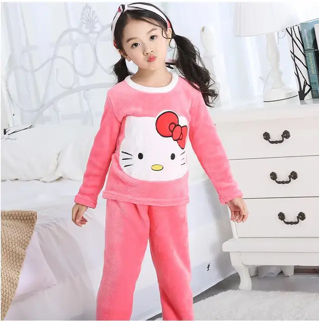 Winter Children Fleece Pajamas Warm Flannel Sleepwear Girls Boy