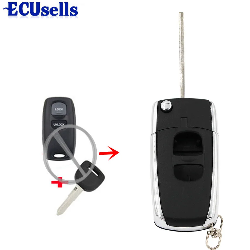 

2 Buttons Flip Folding Key Shell Case Blank Fob Modify for MAZDA 2 3 6 323 626