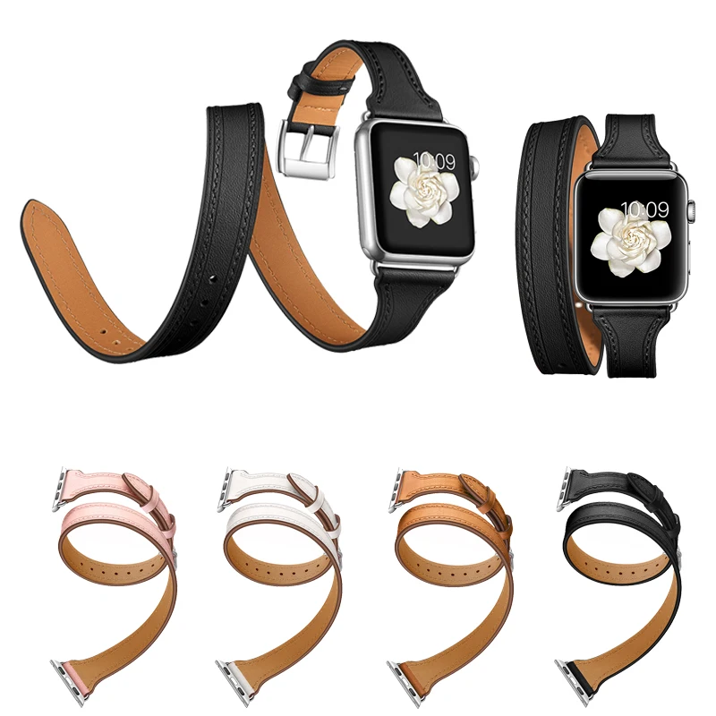 Ремешок из натуральной кожи для apple watch band 38 мм 42 браслет 40 iwatch 4 44 series 3 2 1