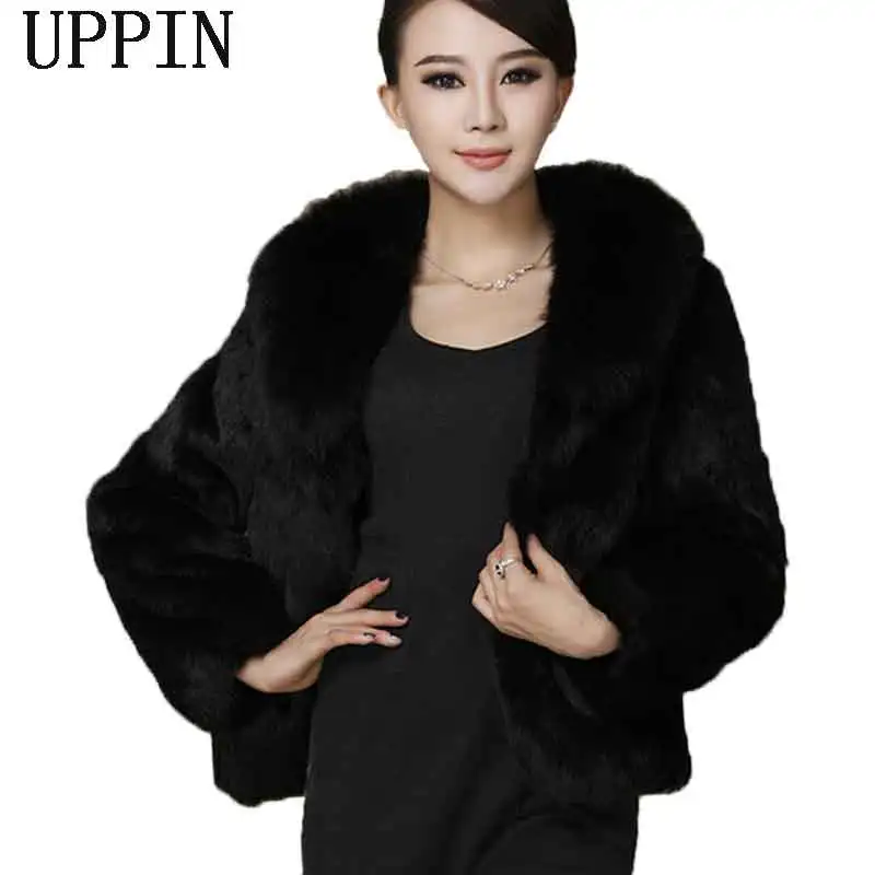 

UPPIN New Fashion 2017 Fur Overcoat Imitation Rabbit Fur Faux Fox Collar Fur Faux Fur Coat Mink Hair Rex Rabbit Hair Jacket