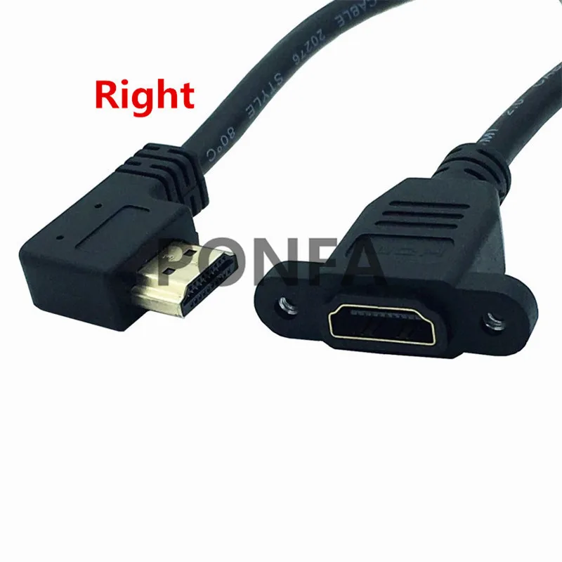 HDMI 2,0 4 К * 2 К кабель 60 Гц HDMI 2,0 В v2.0 вправо-влево вверх вниз угол мужской женщин для монтажа в панель с винтами HD кабель-удлинитель 15 см