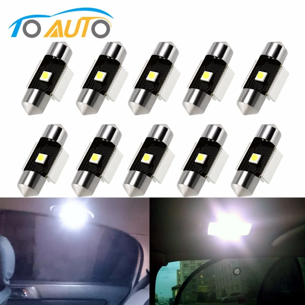 

10Pcs C5W Led Bulb Canbus Festoon Dome Lights 31mm 36mm 39mm 41mm with Cree Chips Auto Car Interior License Plate Lamp 12V White