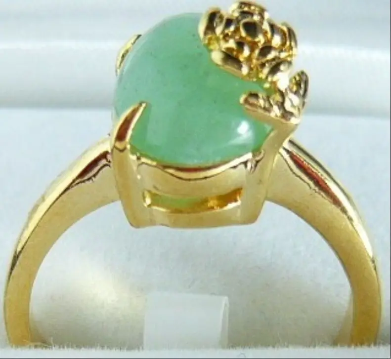 

latest lady's exquisite light green jade flower 18KGP ring #7,8,9 5.29