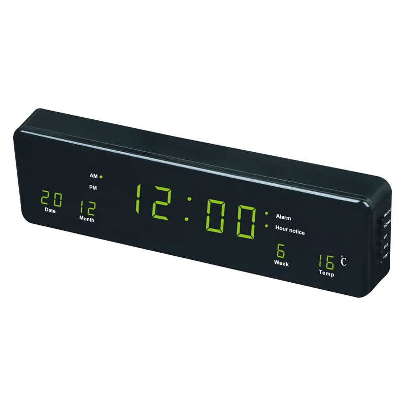 

LED CLOCK plug-in LED calendar rectangular LED wall clock display blue light green light