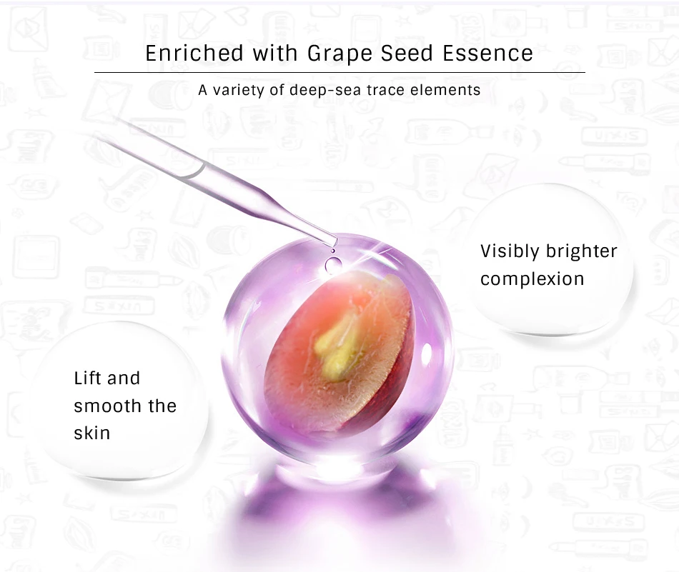 OMY LADY Face Serum Grape Seed Anti-Wrinkles Anti-Aging Essence Hyaluronic Acid Vitamin C Moisturizing Brighten Repair liquid