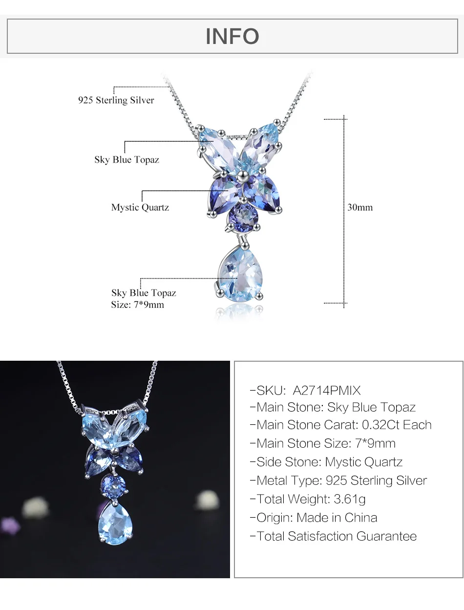 Жемчужное балетное ожерелье с натуральным небесно-голубым топазом, мистическим кварцем, 925 пробы серебряным цветком, ожерелье для женщин, ожерелье, бижутерия