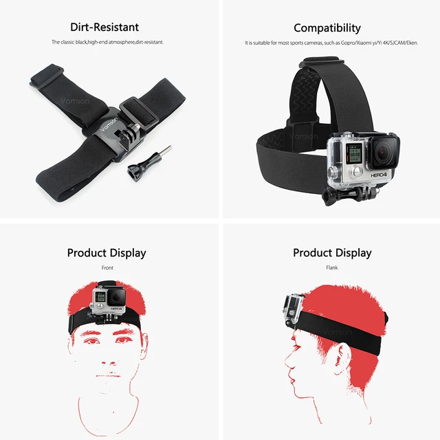 Vamson for Gopro Hero 7 5 4 4session Accessories Set Head Strap Chest Strap Suction Cup For Xiaomi for Yi 4 K for EKEN H9R VS69