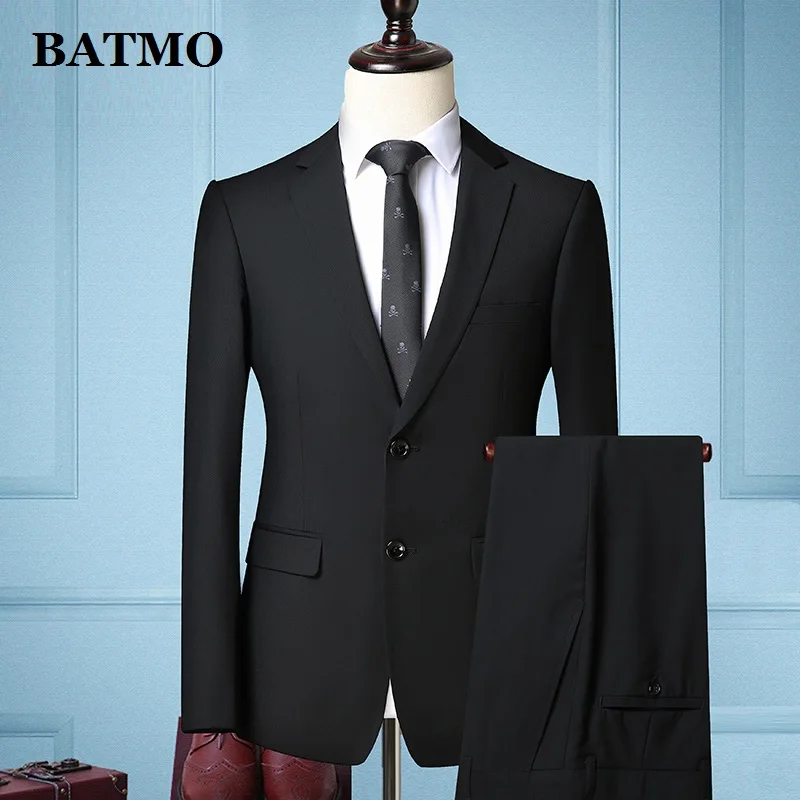 BATMO Новое поступление высокое качество повседневные Черные мужские костюмы, мужские свадебные платья, большие размеры M-XXXL 307