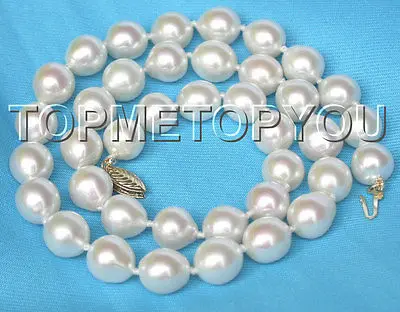 

Free Shipping>>new hot GENUINE 17" BAROQUE 11MM WHITE SOUTH SEA PEARL NECKLACE 14KT E277