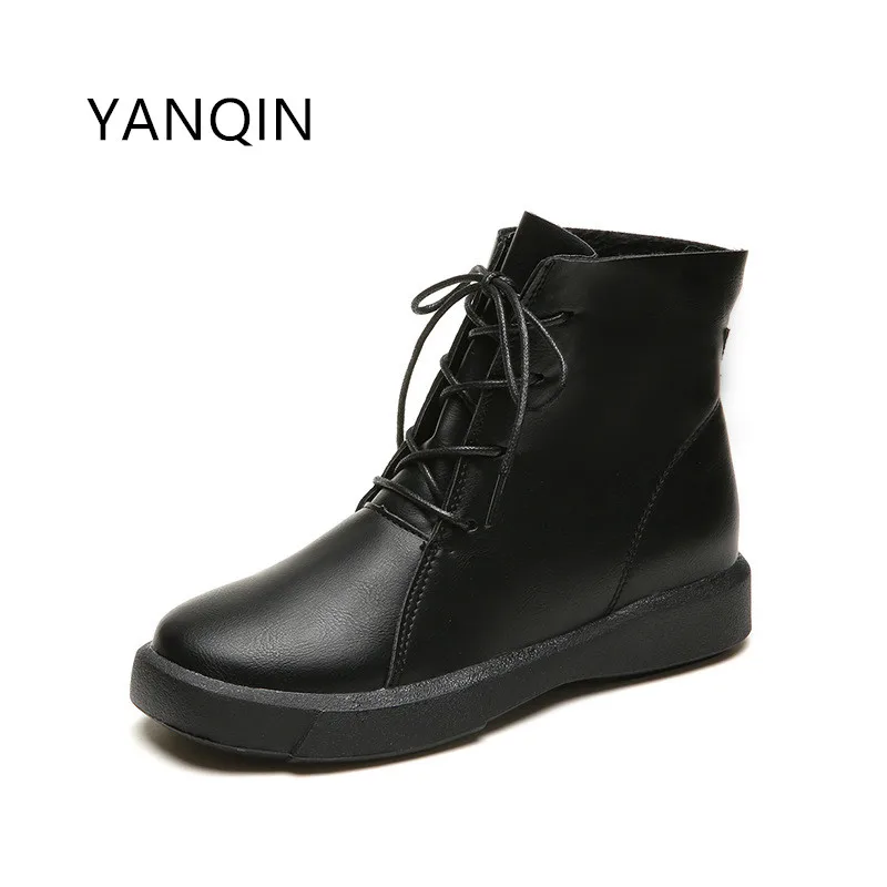 YANQIN 2018 new style spring and autumn flat bottom Martin boots female English fashion short boots. | Обувь